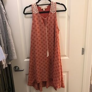 Red crochet back dress